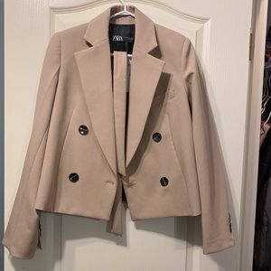 NWT ZARA beige double breasted blazer with sash